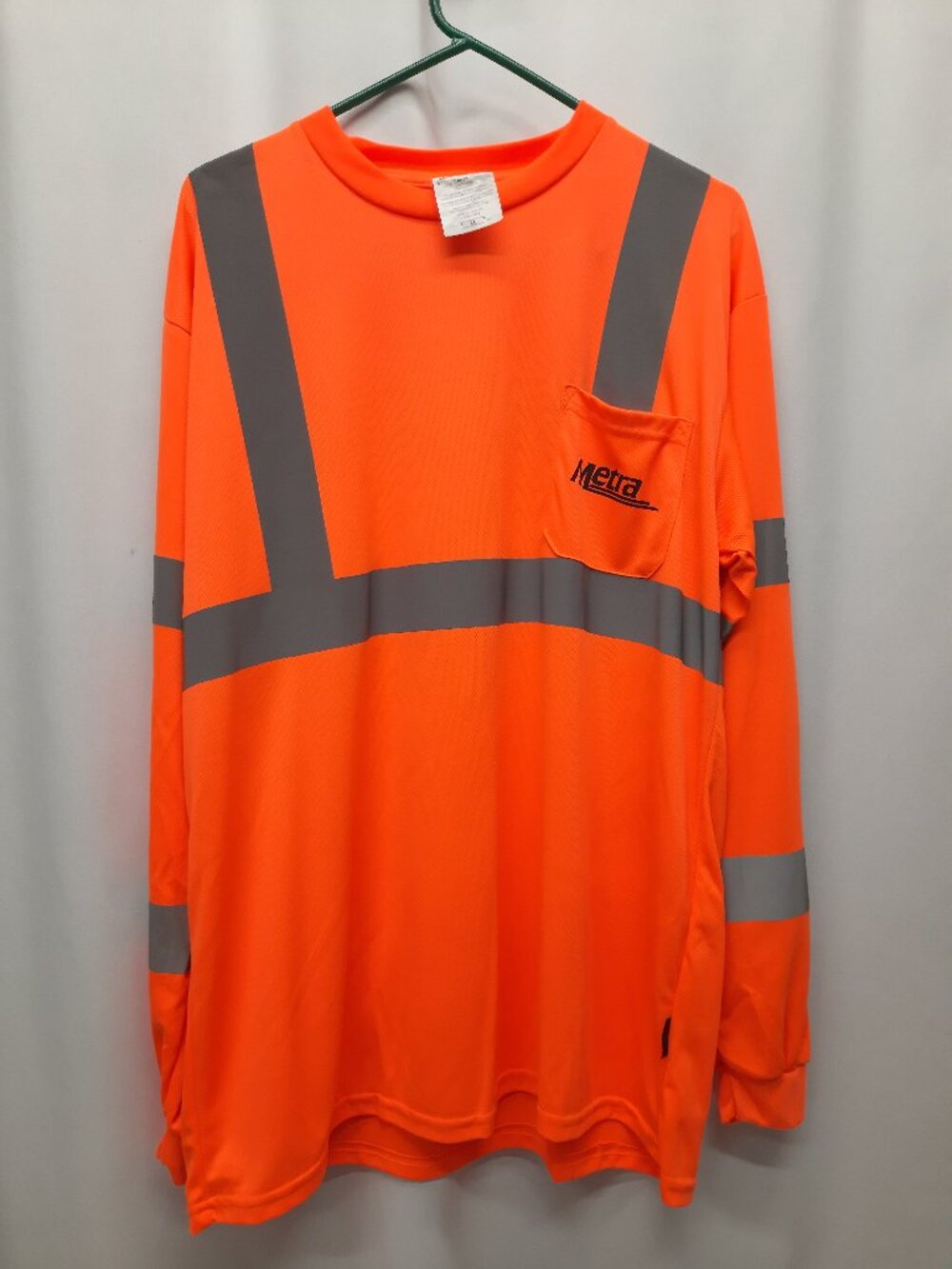 Mens XL High Vis Work Long Sleeve Shirt Metra Class 3 Safety Orange Workwear
